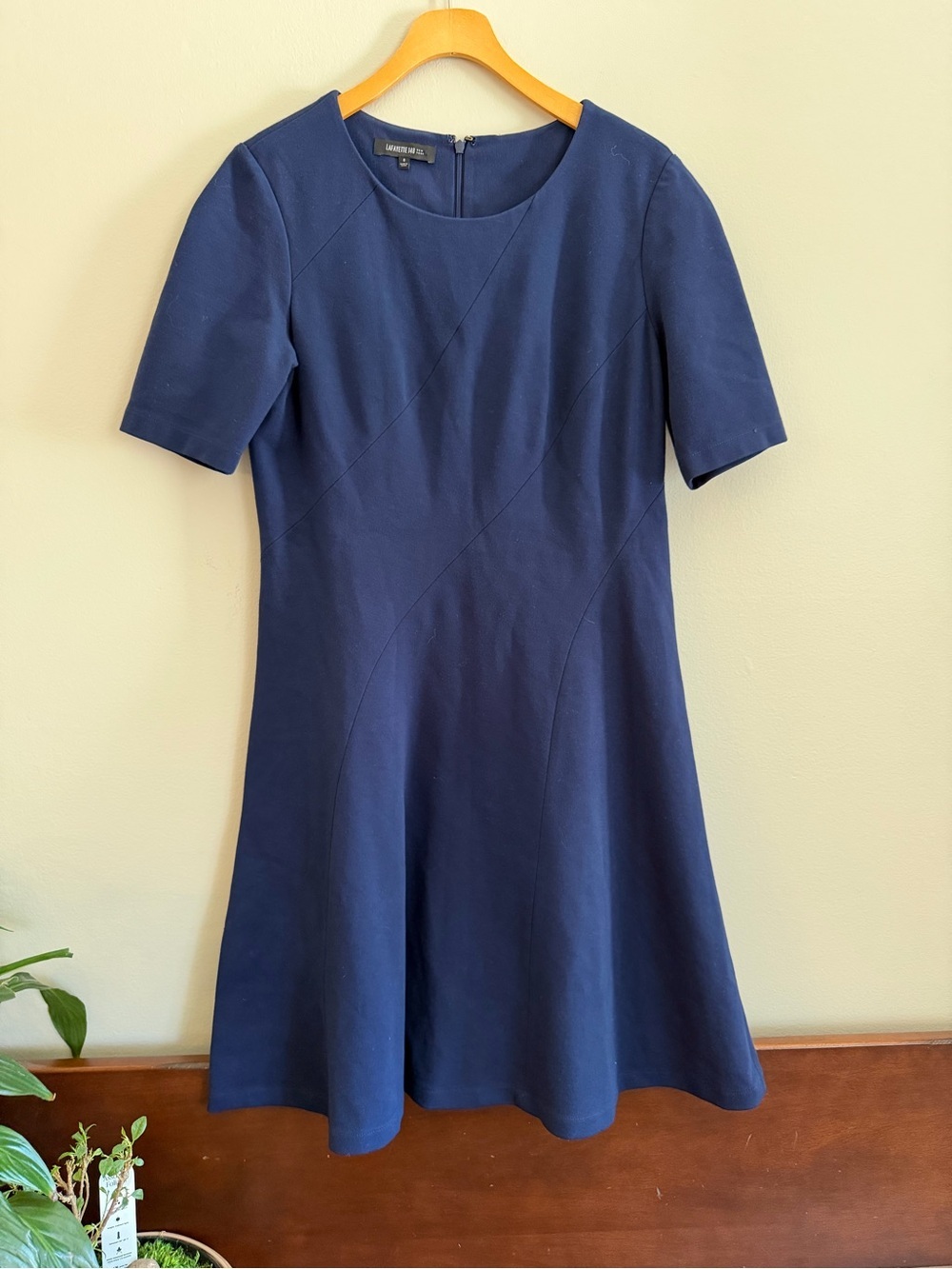 Lafayette 148 New York Navy Blue A-Line Dress Size 6